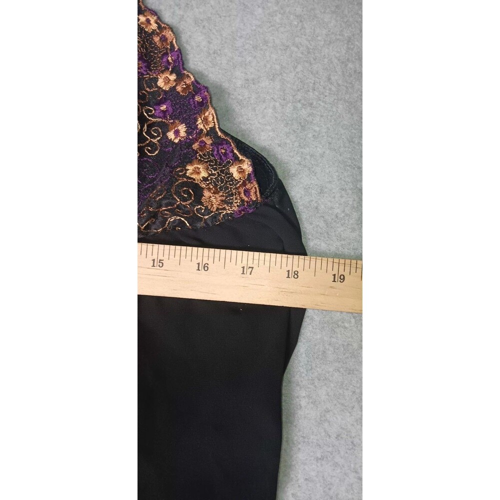 Vintage Y2K Black Embroidered Cami Top L Babydoll Floral Lace Sheer Whimsigoth - Picture 3 of 8